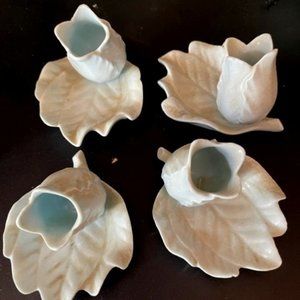 Vintage Blue Flower on Leaf toothpick / flower holder